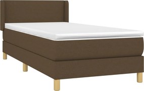 vidaXL Κρεβάτι Boxspring με Στρώμα Σκούρο Καφέ 90x190 εκ. Υφασμάτινο