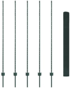 vidaXL Συρματόπλεγμα  με 5 U Στυλίδια Πράσινο 1.5x10 μ Χάλυβας