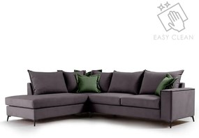 Γωνιακός καναπές δεξιά γωνία Romantic ύφασμα ανθρακί-κυπαρισσί 290x235x95εκ Υλικό: FABRIC 168-000036