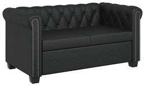 vidaXL Καναπές Διθέσιος Chesterfield Μαύρος από Συνθετικό Δέρμα
