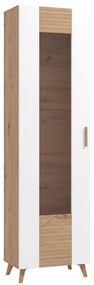 Βιτρίνα Bretagna 1K VS1 Artisan Oak - Λευκό Γυαλιστερό 58x35x202,5 εκ. 58x35x202.5 εκ.