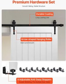 VEVOR Sliding Barn Door with Hardware Kit 914 x 2134mm MDF Panel PVC Surface