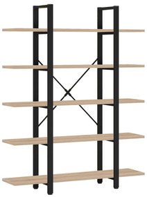 Βιβλιοθήκη Esthon φυσικό-μαύρο μέταλλο 120x28x180εκ Υλικό: CHIPBOARD MELAMINE - METAL 197-000229