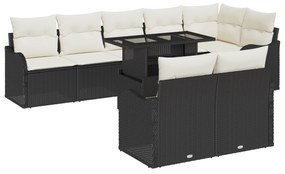 vidaXL Σετ 9 Τεμαχίων Σαλονιού Κήπου με Μαξιλάρες Μαύρο Πολυ Ρατάν