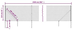 Συρματόπλεγμα Περίφραξης Ανθρακί 1,1 x 25 μ. με Καρφωτές Βάσεις - Ανθρακί