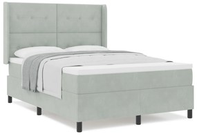vidaXL Κρεβάτι με Στρώμα Light Grey 140x200 cm Βελούδο