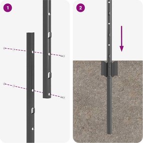 vidaXL Στύλος Περιφράξεων 44 pcs Γκρι 180 cm Ατσάλι