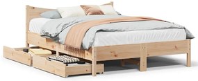 vidaXL Πλαίσιο Κρεβατιού με Συρτάρια 150x200 εκ Μασίφ Ξύλο Πεύκο