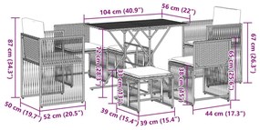 Σετ Τραπεζαρίας Κήπου 7 τεμ. Γκρι Συνθ. Ρατάν με Μαξιλάρια - Γκρι