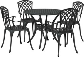 vidaXL Σέτ φαγητού για κήπο 5 pcs Μαύρο Αλουμίνιο