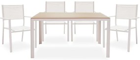 Τραπεζαρία Κήπου Nares-Moly 152-000006 (Σετ 5τμχ) White - Natural 4 Θέσεων