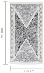vidaXL Χαλί Μαύρο και Γκρι 120x180 εκ. Βαμβακερό