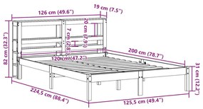 Σκελετός Κρεβατιού Χωρίς Στρώμα 120x200 εκ Μασίφ Ξύλο Πεύκου - Καφέ