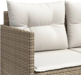 vidaXL Ξαπλώστρα Μπεζ από Συνθετικό Ρατάν με Μαξιλάρια