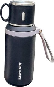 Φορητό παγούρι-θερμός με κούπα - 650ml - 954149 - Black