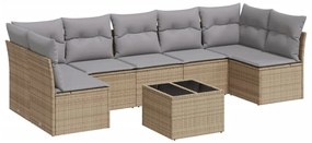 vidaXL Σαλόνι Κήπου Σετ 8 τεμ. Μπεζ Συνθετικό Ρατάν με Μαξιλάρια