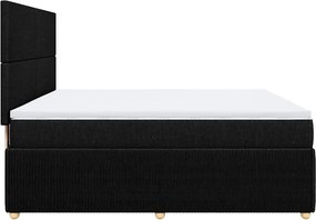 vidaXL Κρεβάτι Boxspring με Στρώμα Μαύρο 180x200 εκ. Υφασμάτινο