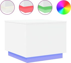 vidaXL Τραπεζάκι Σαλονιού με LED Λευκό 50 x 50 x 40 εκ.