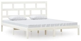 vidaXL Πλαίσιο Κρεβατιού Λευκό 180 x 200 εκ. Μασίφ Ξύλο Super King