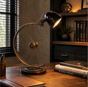 EXTREME INTERIOR DESIGN LAMP CYCLE ANTIQUE BROWN GOLD H.64CM 84051