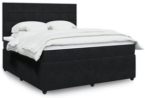 Κρεβάτι Boxspring με Στρώμα Μαύρο 180x200 εκ. Βελούδινο