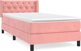 vidaXL Κρεβάτι Boxspring με Στρώμα Ροζ 80 x 200 εκ. Βελούδινο