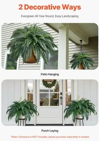 VEVOR Artificial Boston Fern Large Plastic Fern 88 Branches Indoor Outdoor Decor