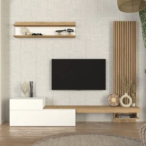 Megapap Σύνθεση Τηλεόρασης Dumont Λευκό - Sepet Oak 240x36,8x200εκ.