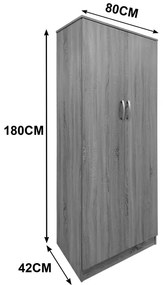 Ντουλάπα δίφυλλη Athos pakoworld σε wenge απόχρωση 80x42x180εκ