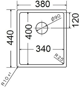 Νεροχύτης Fortinox Squadro-Μήκος:38 εκ.
