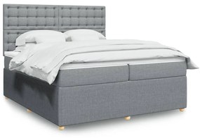 Κρεβάτι Boxspring με Στρώμα Ανοιχτό Γκρι 200x200 εκ. Υφασμάτινο - Γκρι