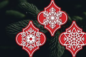 Σετ των 3 Intra απο ξύλο plywood 3mm-4mm πάχος Arabesque Χριστουγεννιάτικο Στολίδι 4.3x3.6 Δίασταση 3x3 cm INTRAFABR-107098590