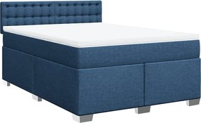 vidaXL Κρεβάτι Boxspring με Στρώμα Μπλε 140x200 εκ. Υφασμάτινο
