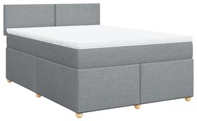 vidaXL Κρεβάτι Boxspring με Στρώμα Ανοιχτό Γκρι 140x200 εκ. Υφασμάτινο