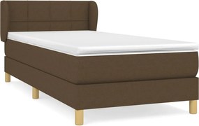 vidaXL Κρεβάτι Boxspring με Στρώμα Σκούρο Καφέ 90x190 εκ. Υφασμάτινο