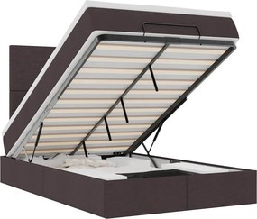 vidaXL Ottoman Κρεβάτι με Στρώμα Σκούρο Καφέ 120x200cm Ύφασμα