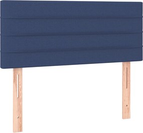 vidaXL Κρεβάτι Boxspring με Στρώμα Μπλε 90x190 εκ.Υφασμάτινο