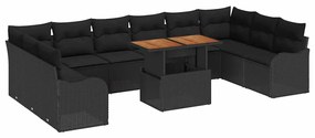 vidaXL Σετ Καναπέ Κήπου με αποθήκευση 11 pcs Μαύρο Πολυ ράταν