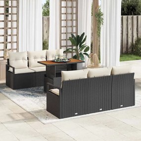 vidaXL Σετ Καναπέ Κήπου με αποθήκευση 7 pcs Μαύρο Πολυ ράταν