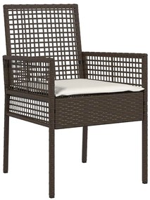vidaXL Σέτ φαγητού για κήπο με μαξιλάρι 5 pcs Καφέ Πολυ ράταν