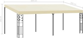 vidaXL Κιόσκι Επιτοίχιο Κρεμ 6 x 3 x 2,5 μ.