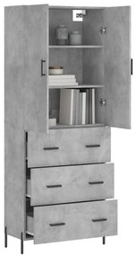 vidaXL Ντουλάπι Γκρι Σκυροδέματος 69,5x34x180 εκ. Επεξεργασμένο Ξύλο