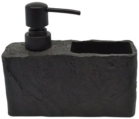 Δοχείο Κρεμοσάπουνου Με Θήκη 842391 16,5x5,5x13,8cm Stone Effect Black Ankor Πολυέστερ