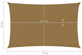 Πανί Σκίασης Taupe 3 x 5 μ. από HDPE 160 γρ./μ² - Μπεζ-Γκρι