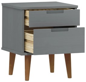 vidaXL Κομοδίνο MOLDE Γκρι 40 x 35 x 48 εκ. από Μασίφ Ξύλο Πεύκου