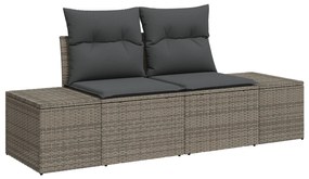 vidaXL 11 Piece Garden Sofa Set with Cushions Γκρι Πολυ Ρατάν Ακακία