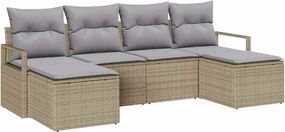 vidaXL Σετ Καναπέ 6 pcs Μπεζ συνθετικό ρατάν