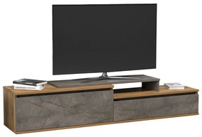ΕΠΙΠΛΟ TV LEIS HM18186 ΜΕΛΑΜΙΝΗ ΣΕ ΦΥΣΙΚΟ ΞΥΛΟΥ & ΟΨΗ ΓΚΡΙ ΜΑΡΜΑΡΟ 180x35x42Υεκ.