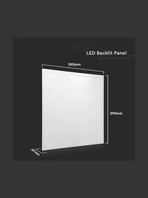 V-TAC LED panel Backlit 60x60 36W 4000K φυσικό λευκό 120lm/W 216706