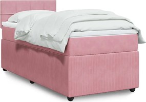 vidaXL Κρεβάτι Boxspring με Στρώμα Ροζ 80 x 200 εκ. Βελούδινο